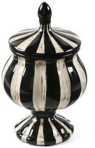 Black & White Striped Urn Jar