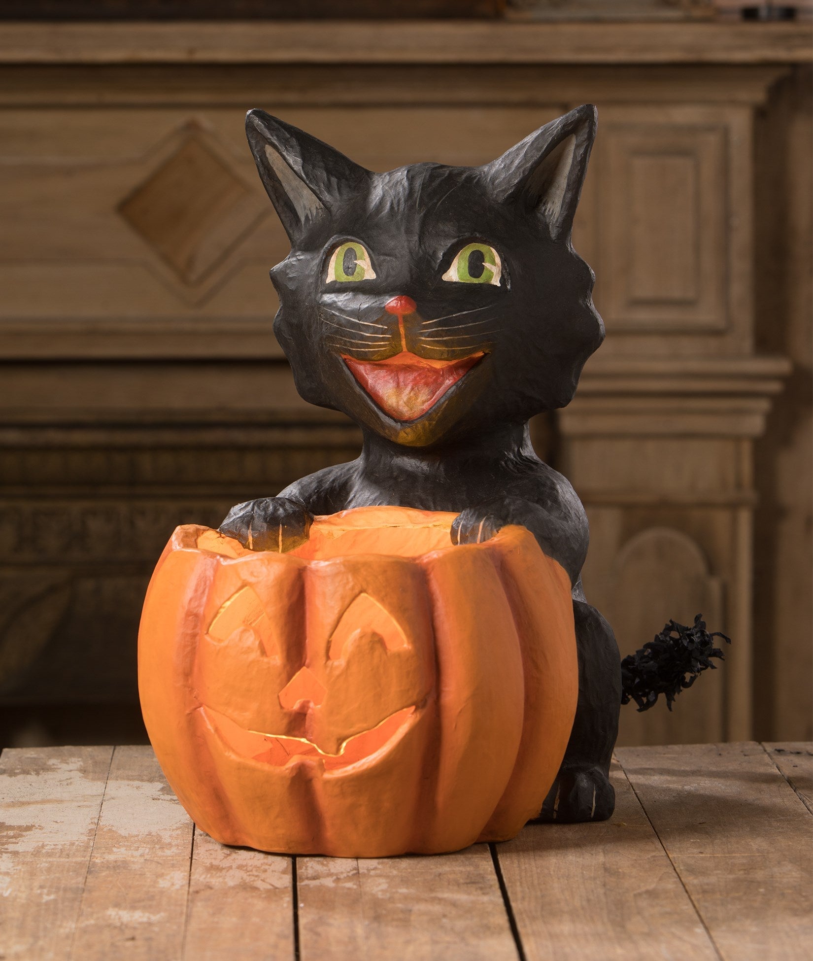 "Cat's Got Your Pumpkin, Paper Mache"