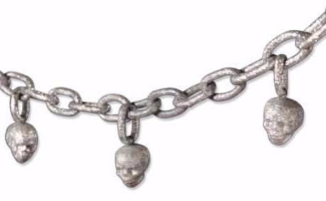 Silver Glittered Chain Skull Garland