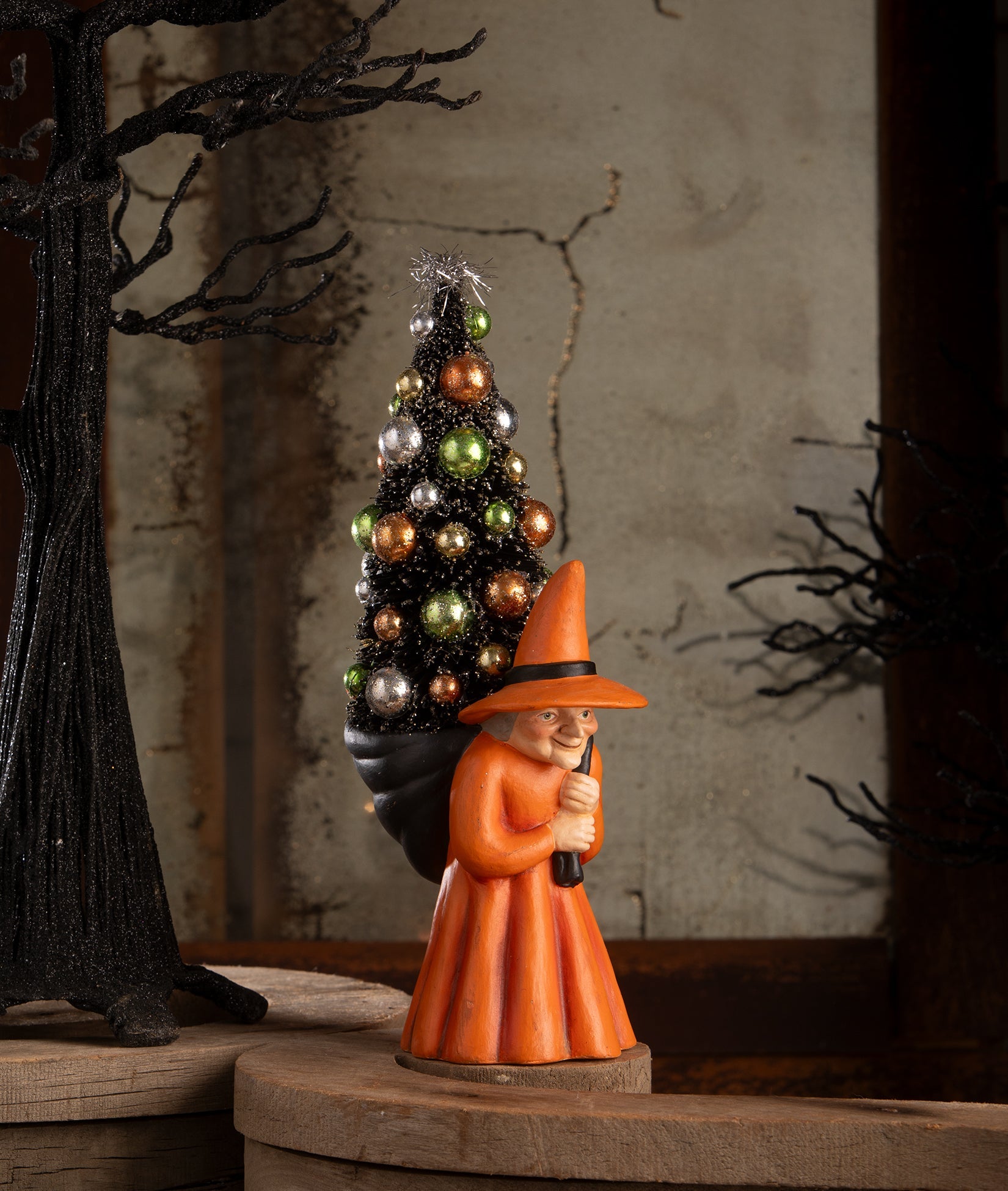 Vintage Witch Carrying Tree