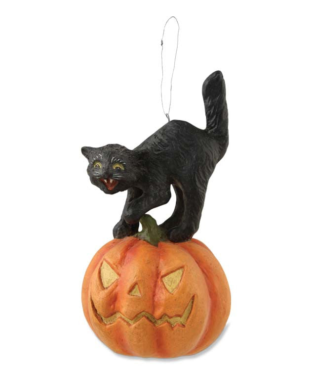Black Cat On Jack O' Lantern Ornament