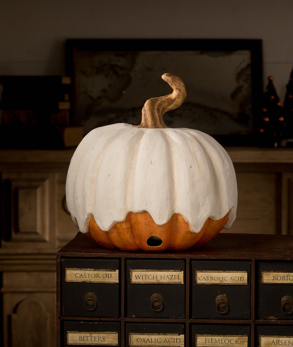 "Ghost Jack Paper Mache Jack-O-Lantern, Large"