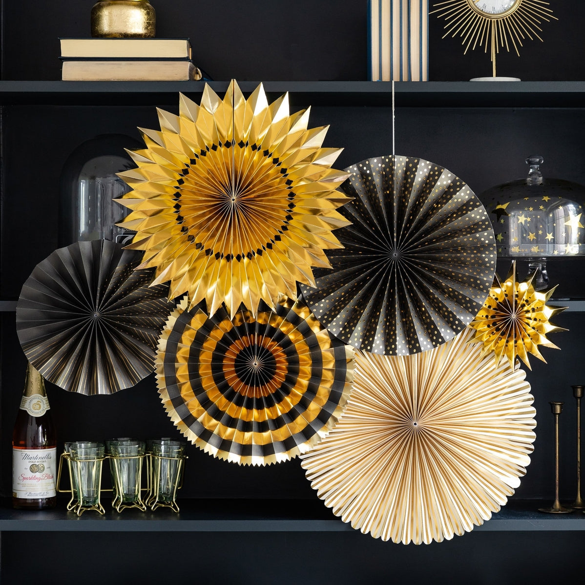 Black & Gold Party Rosettes