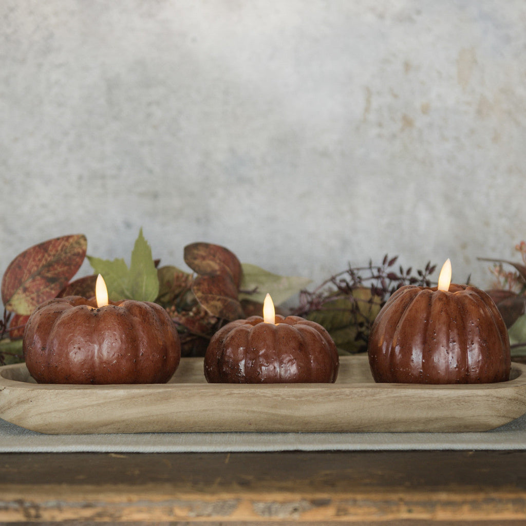 "Flameless Pumpkin Candles, Ginger Brown"