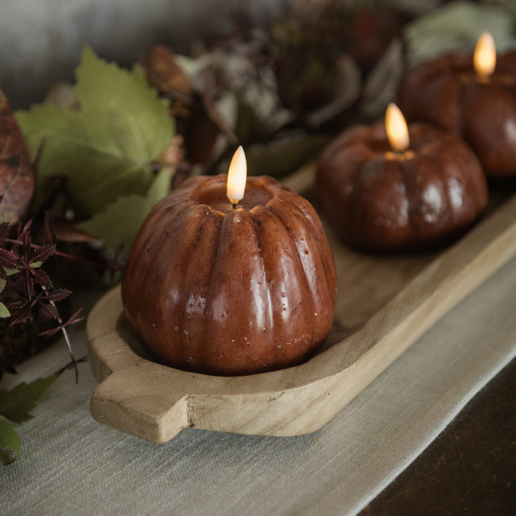 "Flameless Pumpkin Candles, Ginger Brown"