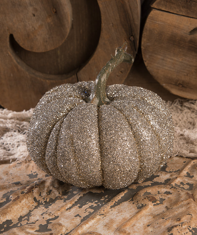 "Glass Glitter Pumpkin, 6.75"""