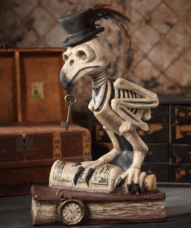 "Large 21"" Paper Mache Grimoire Owl Skeleton"