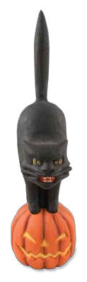Halloween Hisses - Black Cat on Pumpkin Figurine