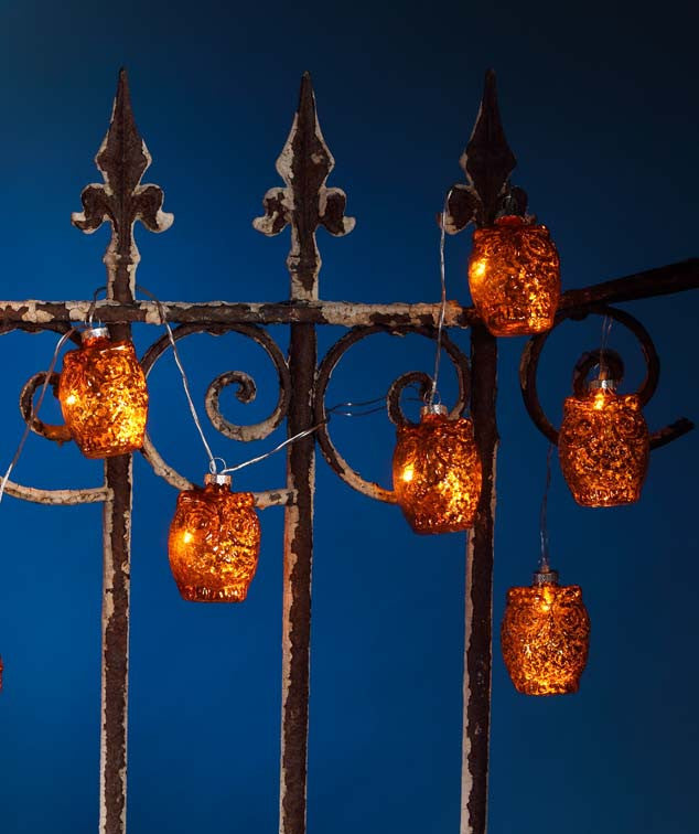 Mercury Glass Owl LED Light Up Garland