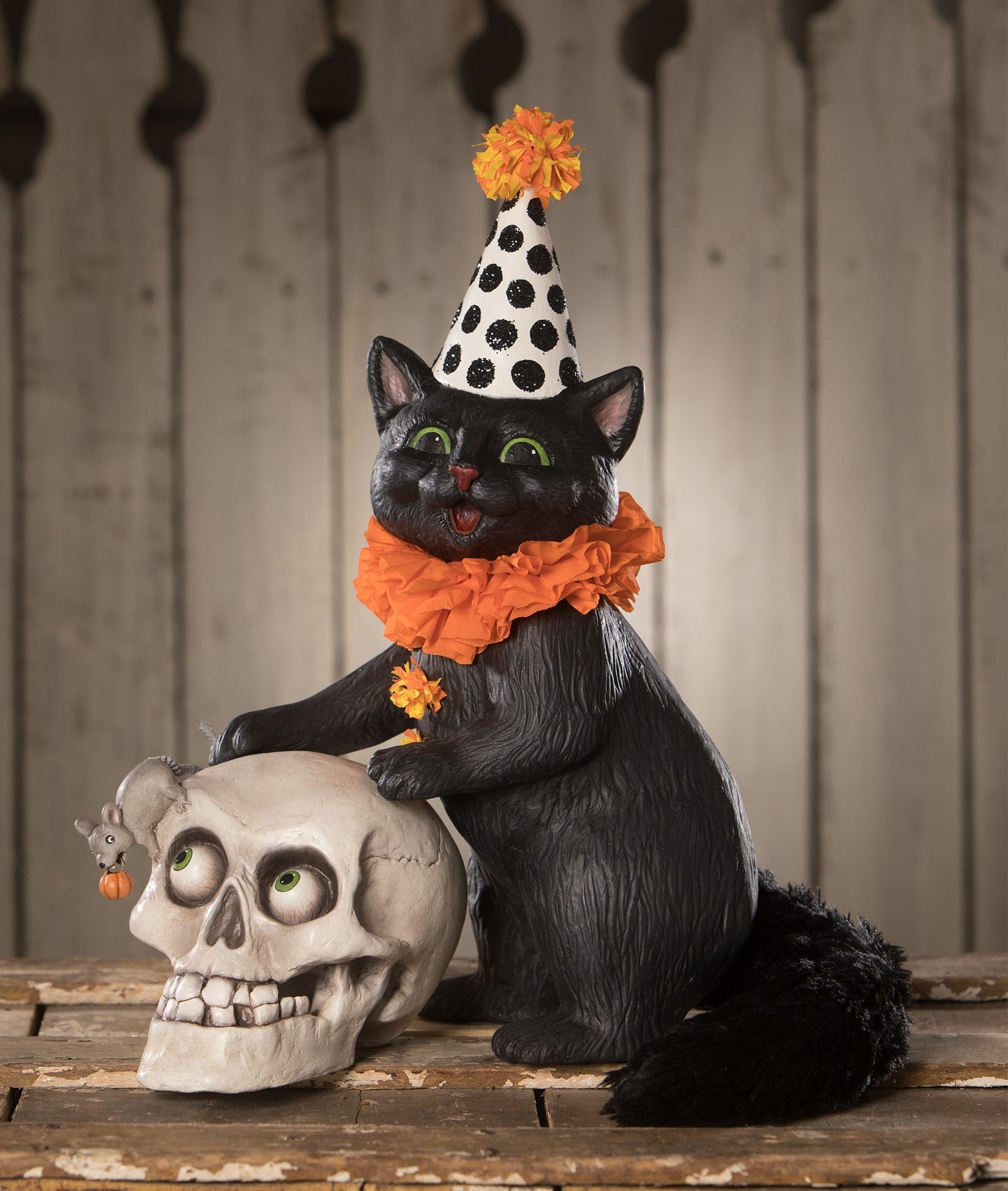 Purr-fect Catch Cat with Skull