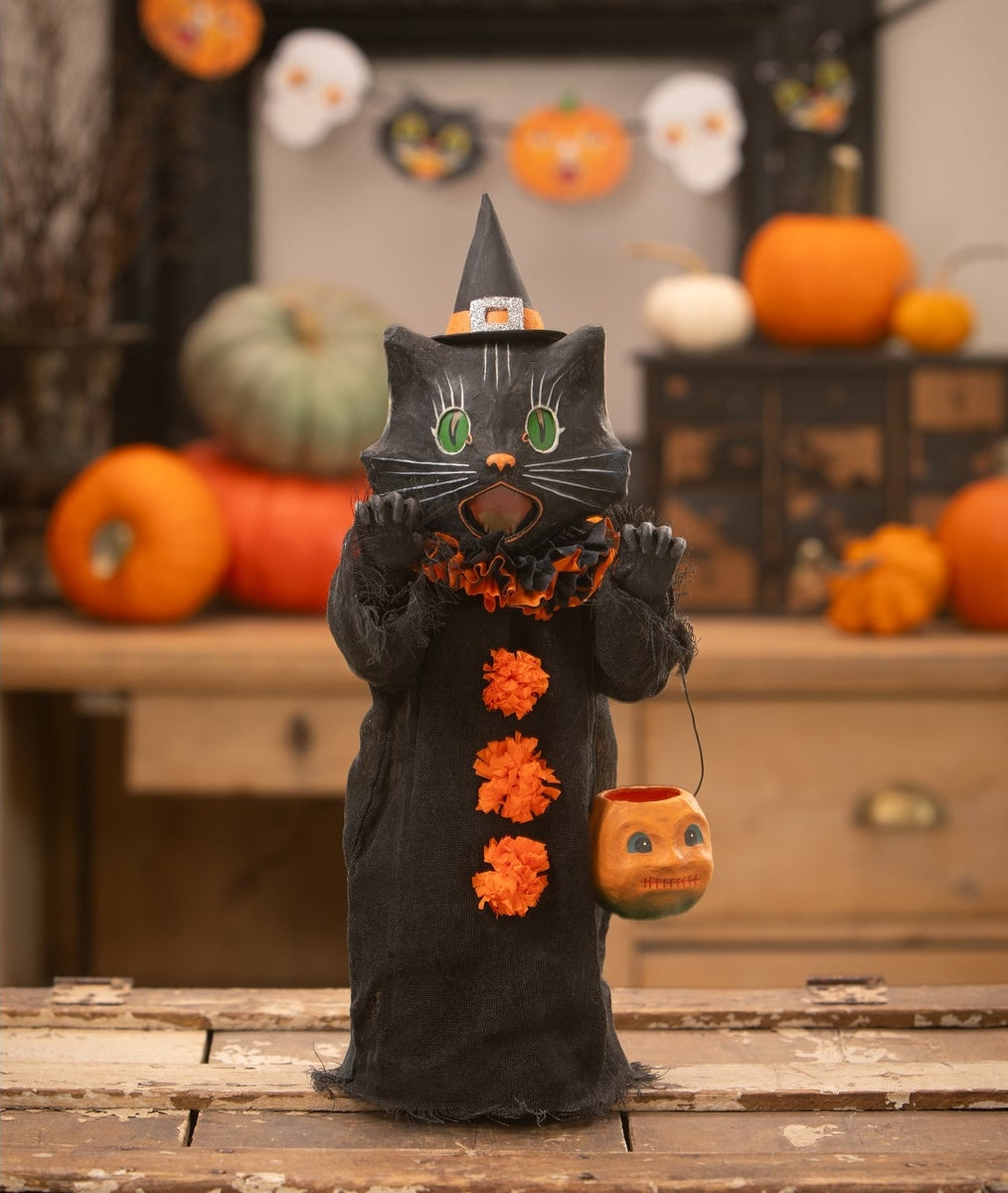 "Scaredy Cat Ghoul, Paper Mache"