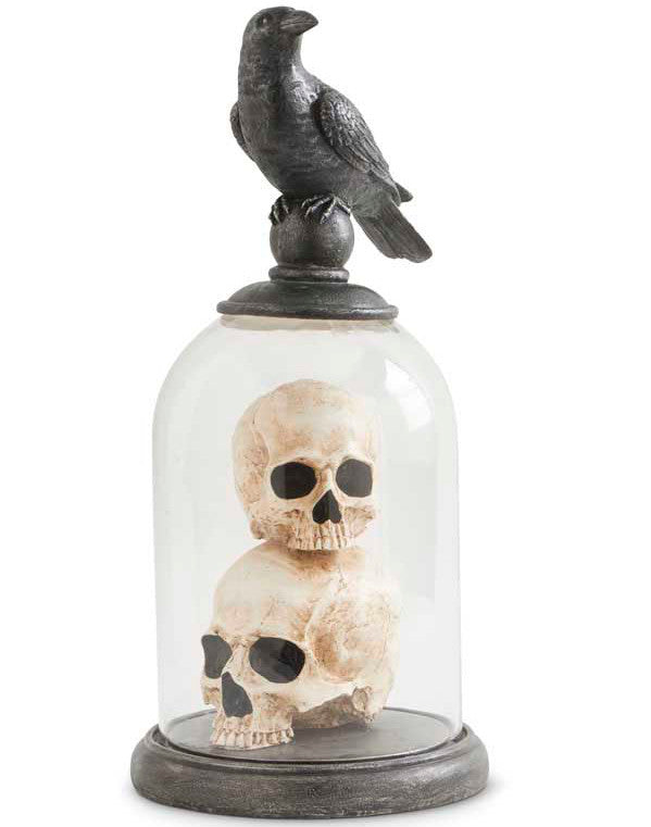 "Skulls in Crow Cloche, 20.5"" Tall"