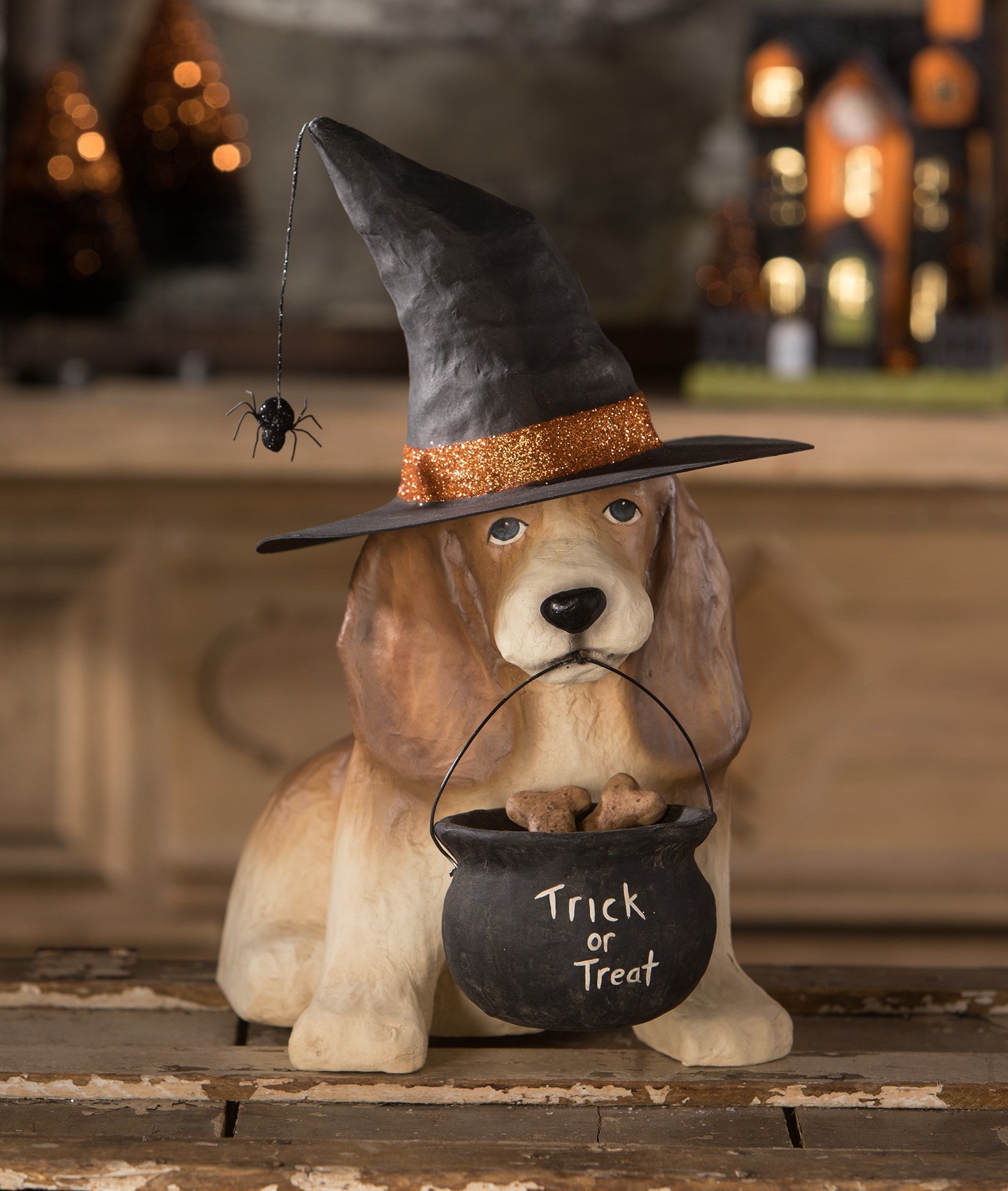 "Trick or Treat Dog, Paper Mache"