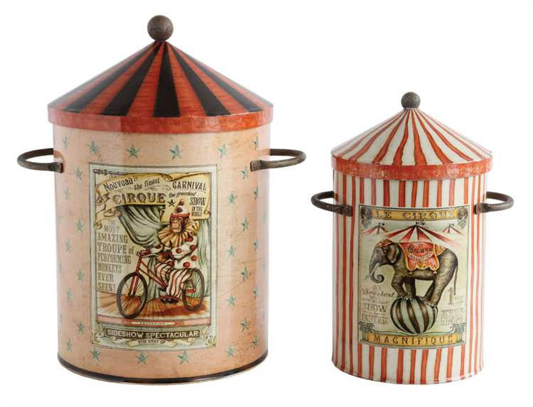 Vintage Circus Storage Tins