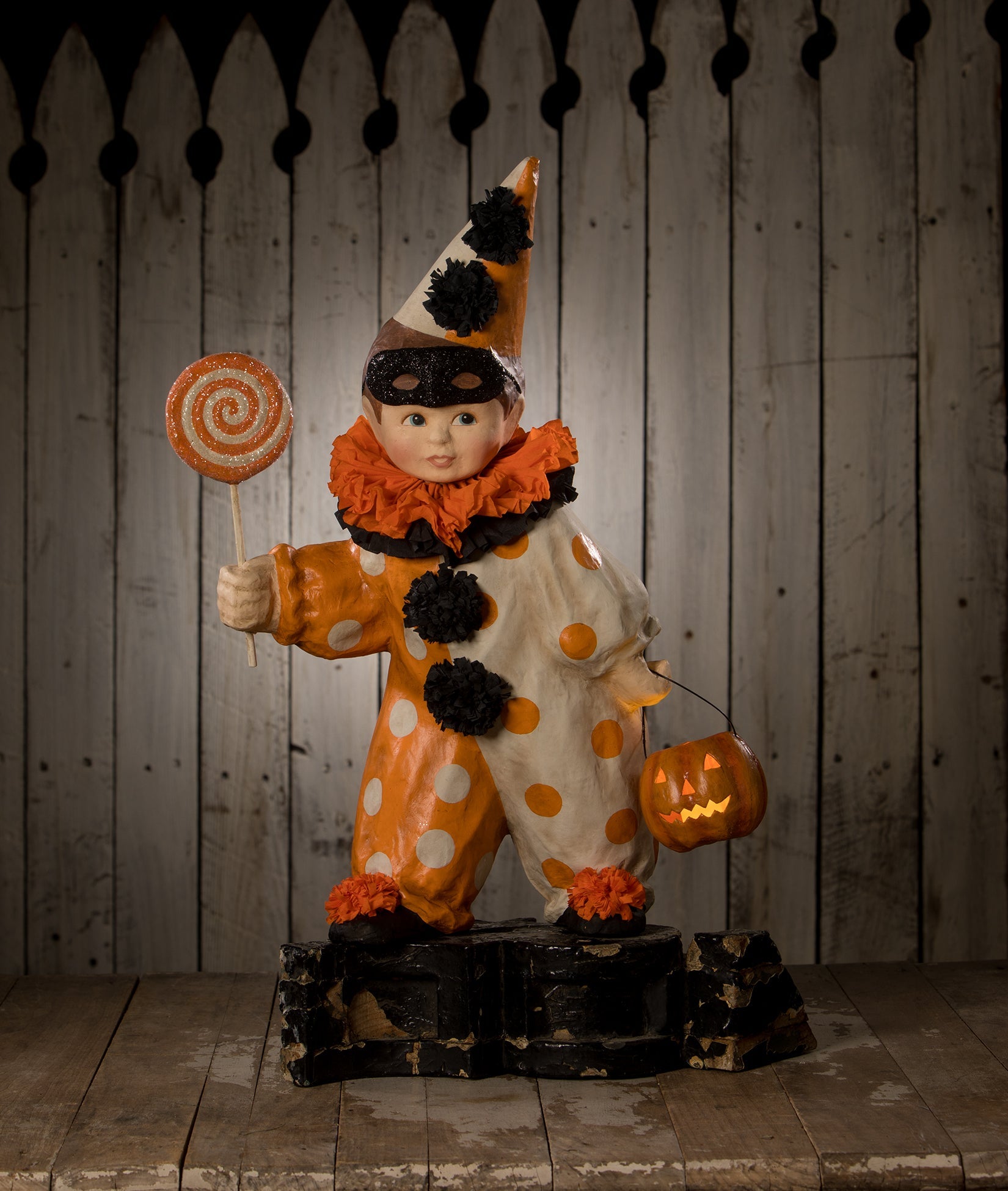 "Halloween Masquerade Clown Boy, Large Paper Mache"