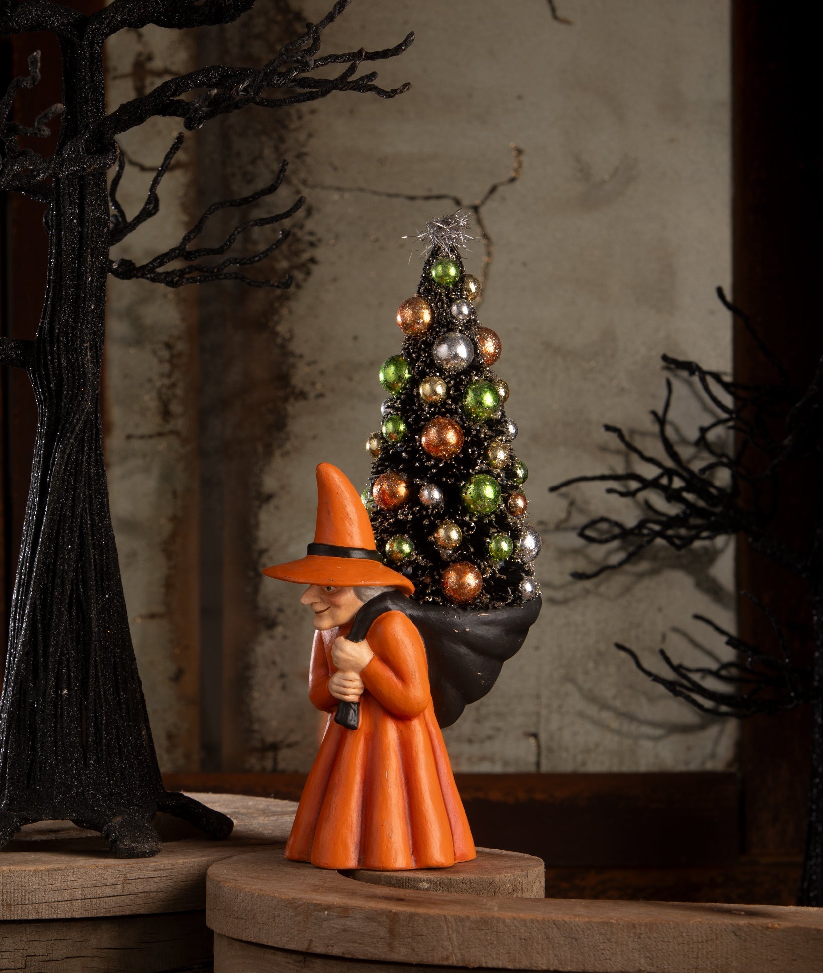 Vintage Witch Carrying Tree