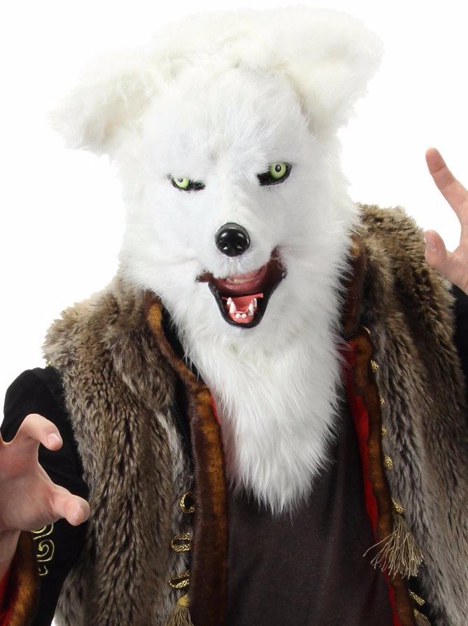 White Fox Mask with Moving Mouth