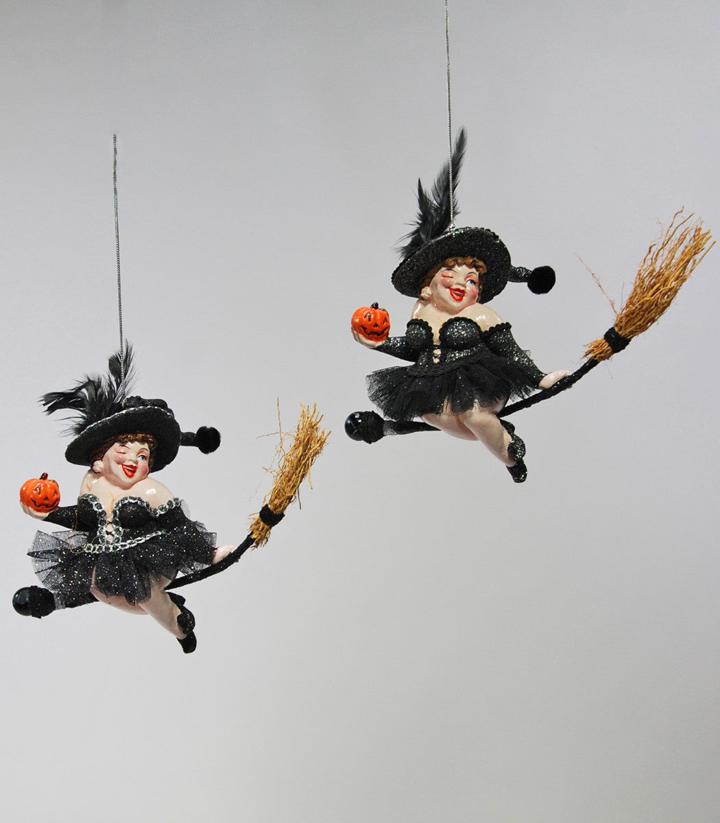 Witch on Broom Ornaments